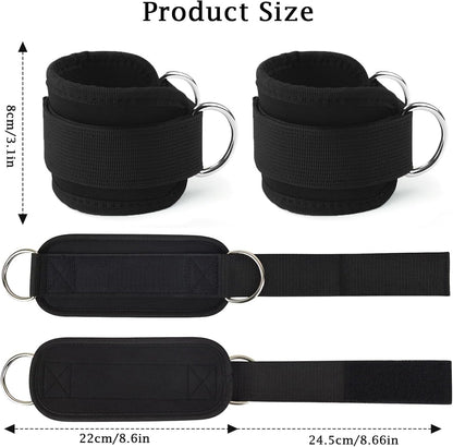 Black Ankle Straps with Metal Ring Attachment | Pair
