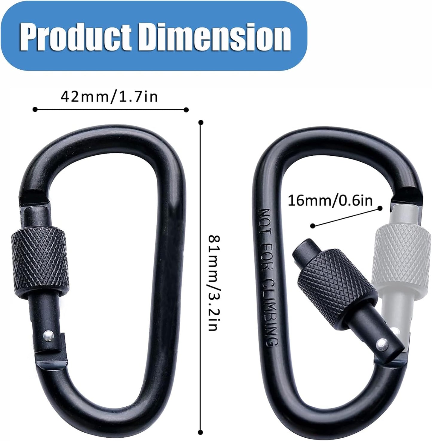 Black Lockable Carabiner | Pair